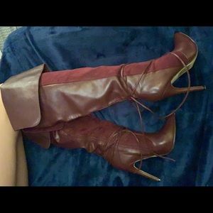Maroon thigh high boots🐙